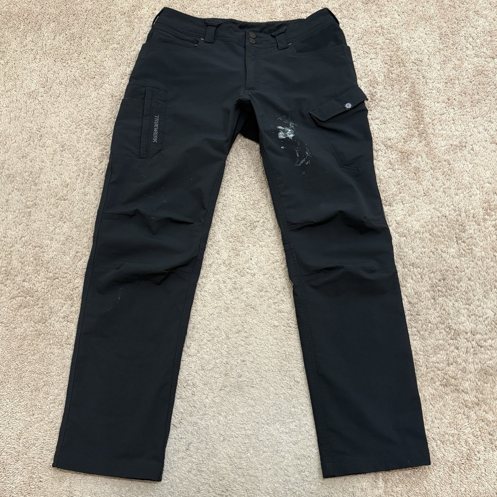 Truewerk T2 Werkpant Mens 34x32 Black Stretch Technical Workwear Cargo *Paint